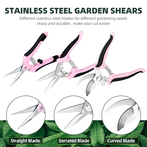 3 Pack Garden Pruning Shears Scissors Clippers Stainless Steel (Pink)