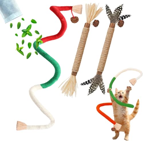 Cat Toys 3PCS Mix Catnip Chew Rope Silvervine Stick for Indoor Cat (MIX-3PACK)
