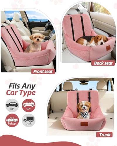 Dog Car Seat for Small Dogs Up to 25lbs (Pink)