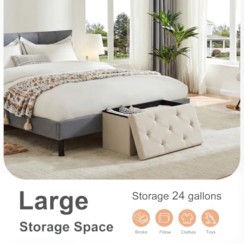 30 Inch Folding Storage Ottoman Bench