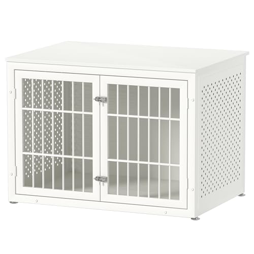 42" Heavy Duty Dog Crate Furniture for Large and Medium Dogs (42.1"L x 30.0"W x 30.2"H / White)