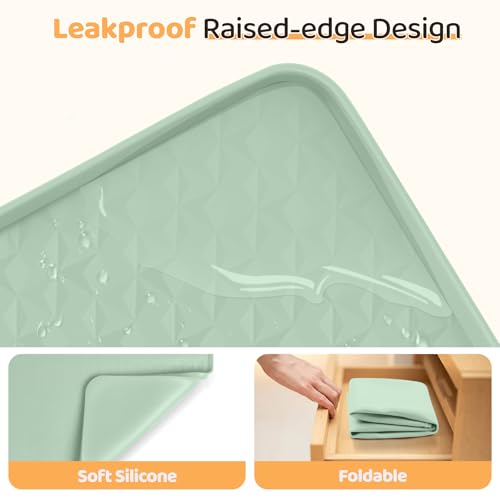 Dog Food Mat 51''x25.6'' Extra Large Dog Mat for Food and Water (51"L x 25.6"W / Green)