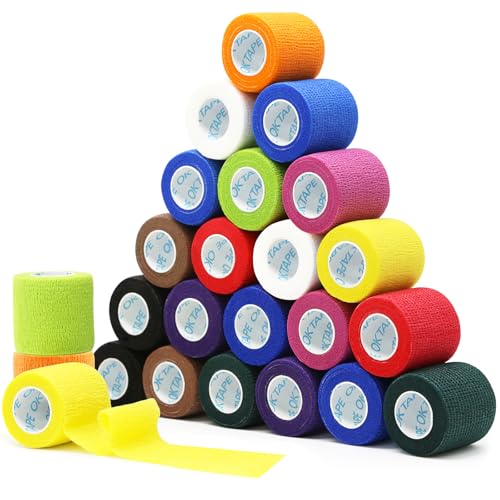 Self Adherent Cohesive Bandages Wrap 24Packs 2" x 5 Yards (Mix / 2 In x 5 Yards)