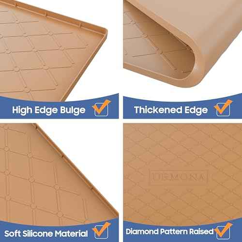 Pet Food Mat 40 x 22 in (Beige / 40"L x 22"W)