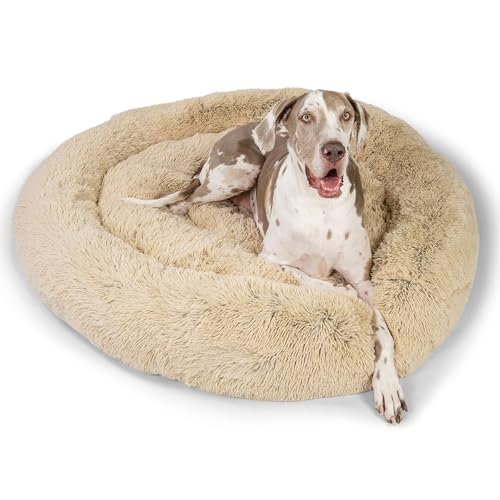 The Original Calming Donut Dog Bed (Taupe Shag / XX-Large)