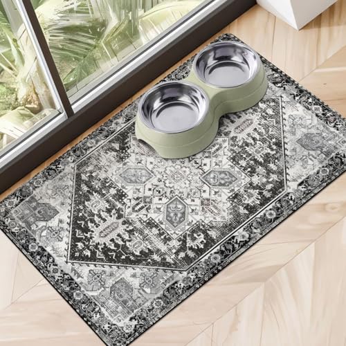 Dog Food Mats for Floors (Black / M(16"×24"))