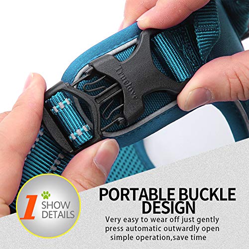 Truelove No Pull Dog Harness with Easy Control Handle and 2 Leash Attachments (Medium / Teal Blue)