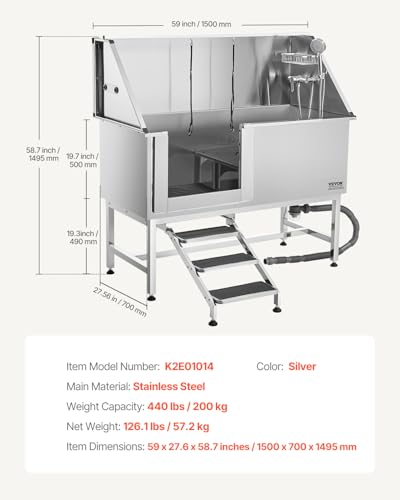 Stainless Steel Dog Washing Station (62 inch)