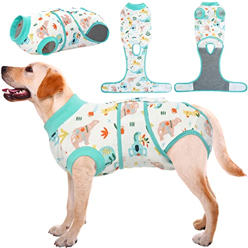 Recovery Suit for Dogs Cats (X-large (Back:20.1-24.8'', Weight:42-75 Lb) / Jungle Critter)