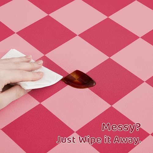 Checkered Dog Feeding Mat (24"L x 16"W / Coral)