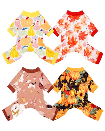 4 Pack Fall Dog Pajamas for Large Dogs (XX-Large)