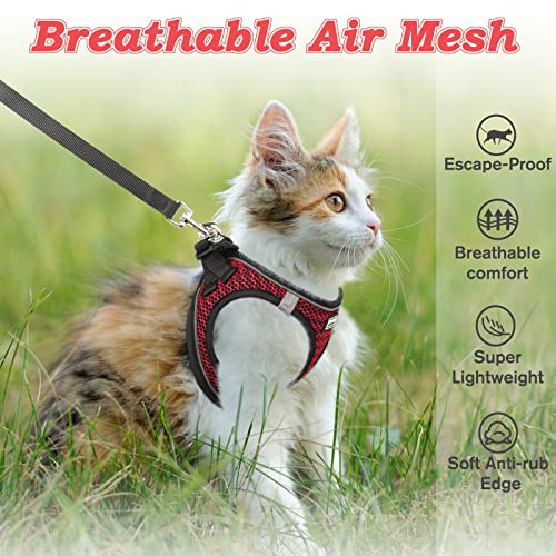 Cat Harness and Leash for Walking Escape Proof (XXS / Red)