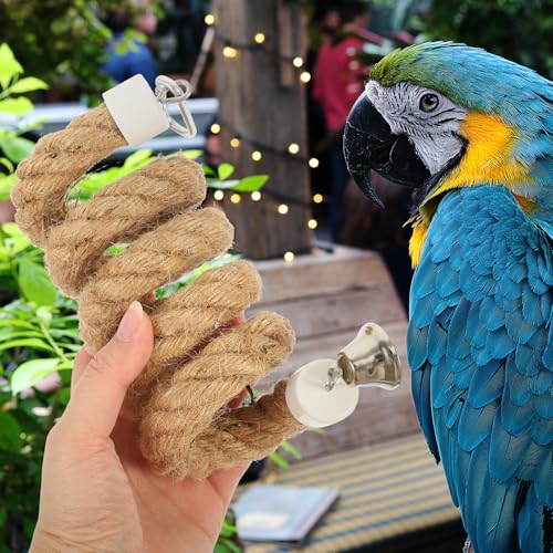 Bird Rope Perch Parrot Rope Toy for Bird Cages 39.37in Climbing Toys for Birds with Stable Clips Hanging Accessories for Play Exercise and Cage Decoration