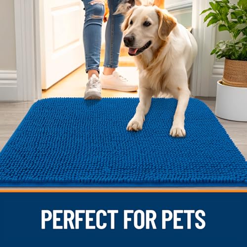 Dog Door Mat for Muddy Paws 48x30 (Deep Navy Blue / 48" X 30")