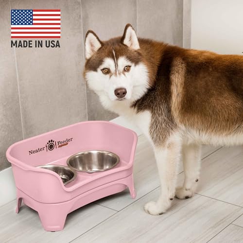 Express Mess Proof Dog Bowls Elevated for Medium to Large Sized Breed (Medium to Large w/ Standard Bowls / Pink)