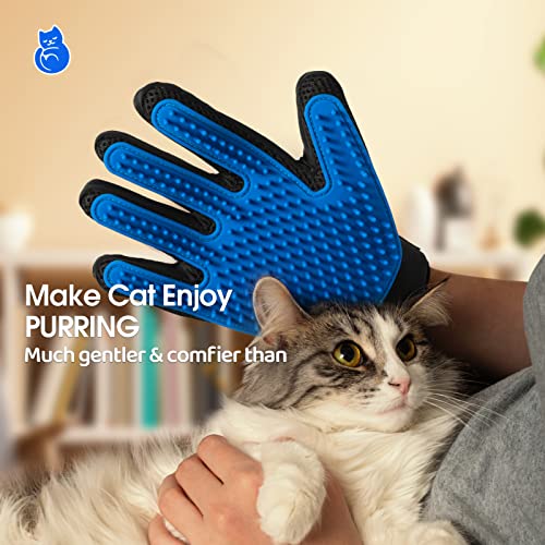 Pet Hair Removal Glove with 255 Silicone Tips for Dogs & Cats (Blue)