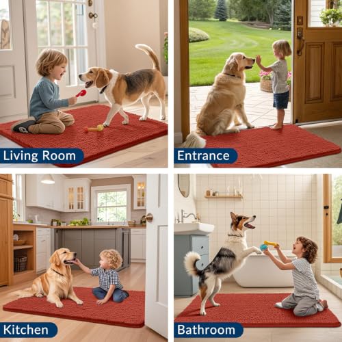 Dog Door Mat for Muddy Paws 40x32 (Maple Red / 40"X32")