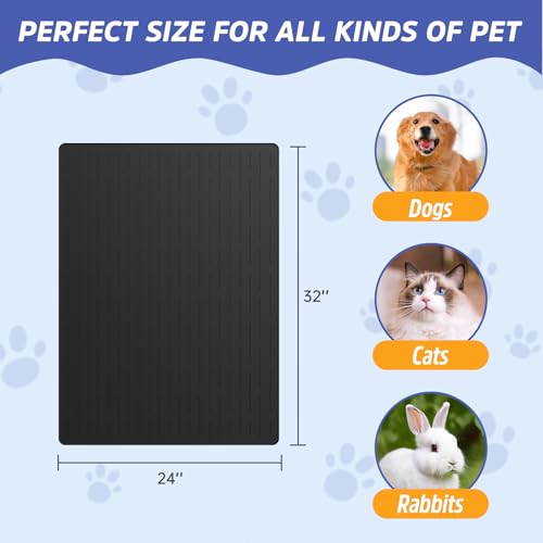 Large Dog Mats for Food and Water (Black / 32"L x 24"W)