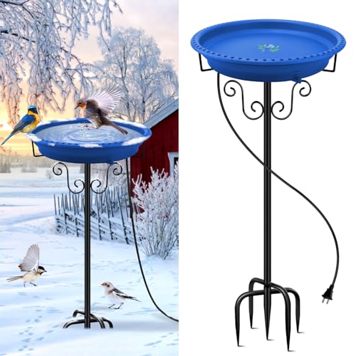 Heated Bird Bath for Outdoors Winter (Blue)