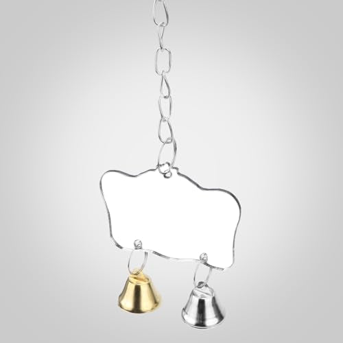 Bird Mirror Toy with Bells Cage Hanging Mirror for Parakeets