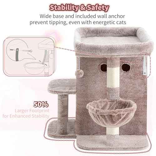 26.3" Cat Tree for Large Cats with Big Perch & Dual Condos HCT204SMU (Rosy Brown / 26.3 inch)
