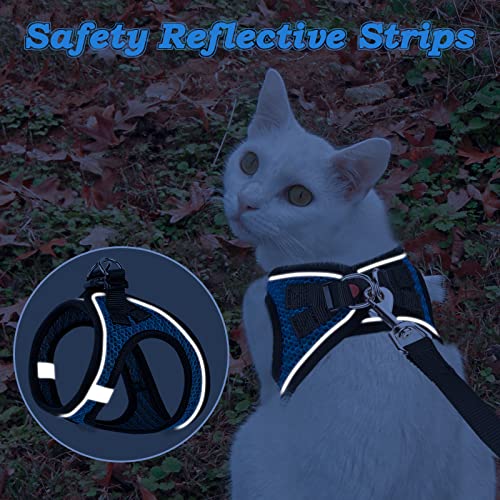 Cat Harness and Leash for Walking Escape Proof (L / Blue)