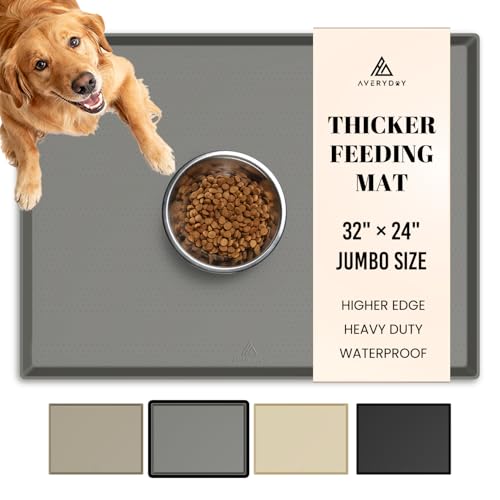 32x24 Waterproof Silicone Dog Food Mat (Grey / 32" x 24")