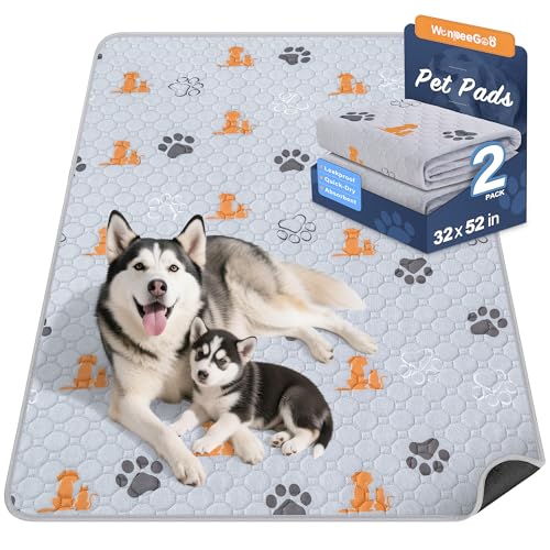 Washable Pee Pads for Dogs (Orange / 32"x52" (Pack of 2))