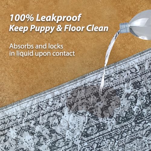 4PACK Washable Pee Pads for Dogs (18x24 Inch (Pack of 4) / Gray/Geo)