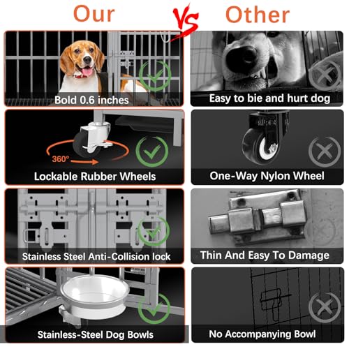 48" Heavy Duty Metal Dog Crate (48"inch for 2 Dogs / Silver)