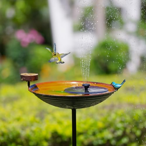 Metal Bird Baths for Outdoors (Orange)
