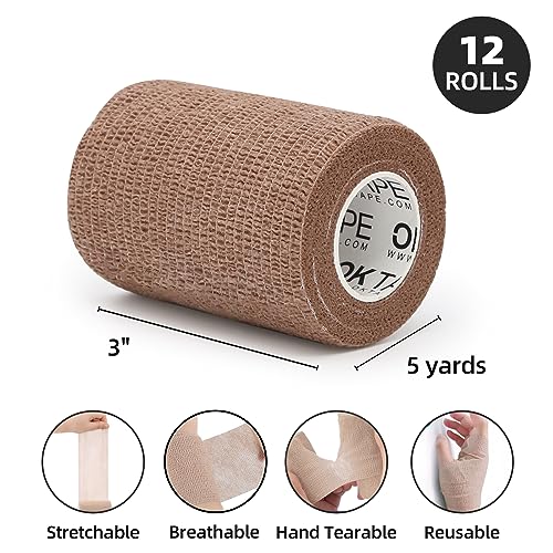 Self Adherent Cohesive Bandages Wrap 12Packs 3" x 5 Yards (Mix Color 01 / 3 In x 5 Yards)