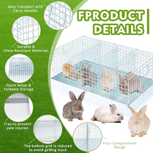 4 Hole Rabbit Transport Cage (Sliver / 25.8"L x 15.8"W x 3.7"H)