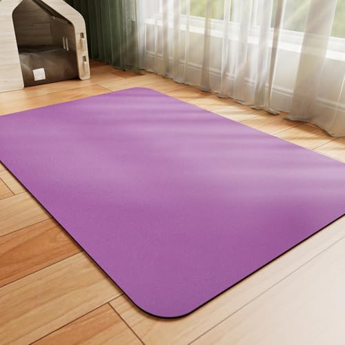 Dog Food Mat Absorbent Cat Mat for Food and Water (Purple / 19"L x 12"W)