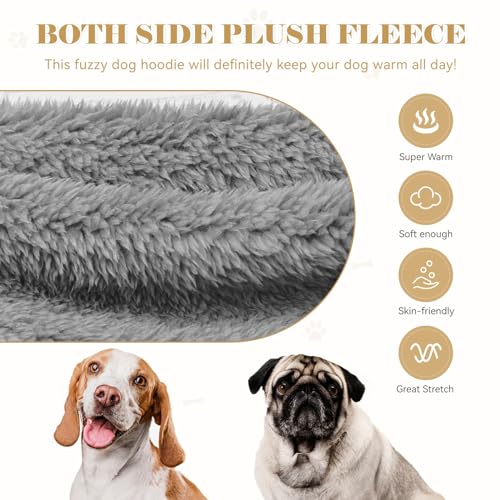 Fuzzy Dog Sweaters for Small Dogs Soft Double (X-Small / Grey)