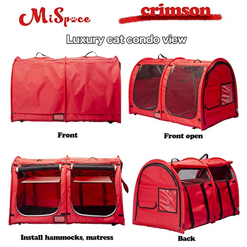 Mispace Portable Twin Compartment Show House Cat Cage (Red)