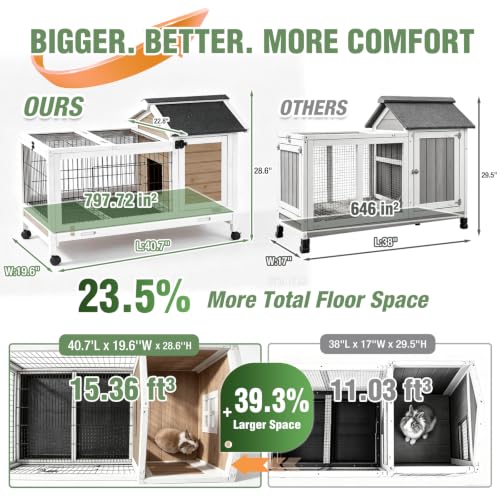 Wooden Rabbit Hutch Indoor and Outdoor (Brown)
