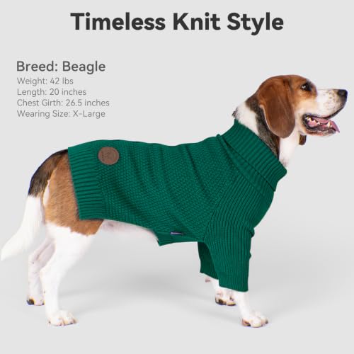 Dog Sweater Long Sleeve Warm Sweaters for Small Dogs Boy Girl Cats (Green / Medium)