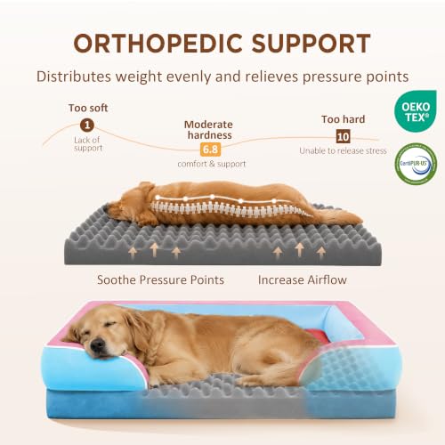 Orthopedic Dog Bed for Extra Large Dogs with Bolster (45.0"L x 35.0"W x 8.5"Th / Atlanta)