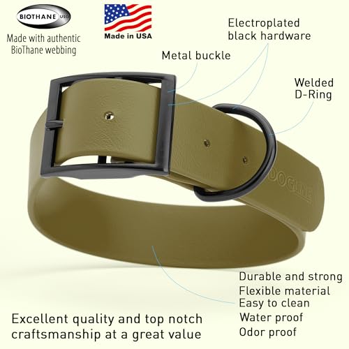 Biothane Waterproof Dog Collar Strong Coated Nylon Webbing with Black Hardware Odor