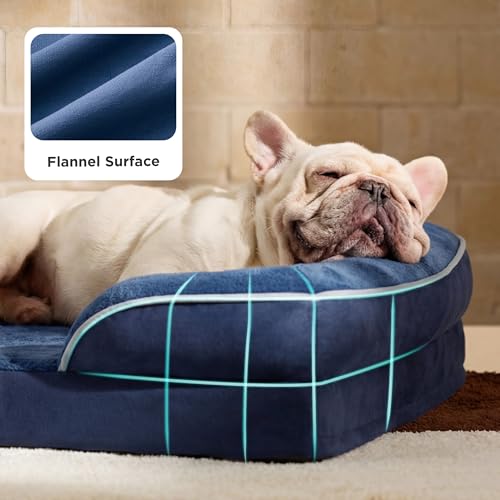 Orthopedic Dog Beds for Medium Dogs Washable Original Design (Blue Navy / 28"l X 23"w X 6.5"th)