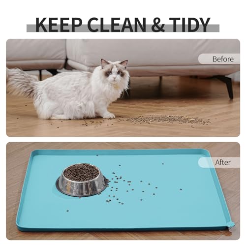 Silicone Pet Feeding Mat (Turquoise / 18.5" x 11.5")