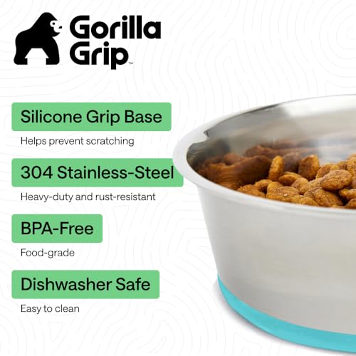Dog Bowl Food Grade Stainless Steel Water Bowls (Turquoise / 6 Cup - Single Bowl)