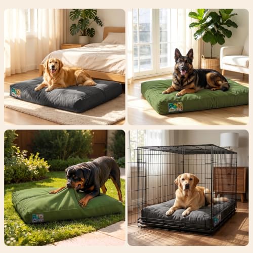 Chew Proof Indestructible Dog Bed for Large Dogs (Green / XXL(47"x 30"x4"))