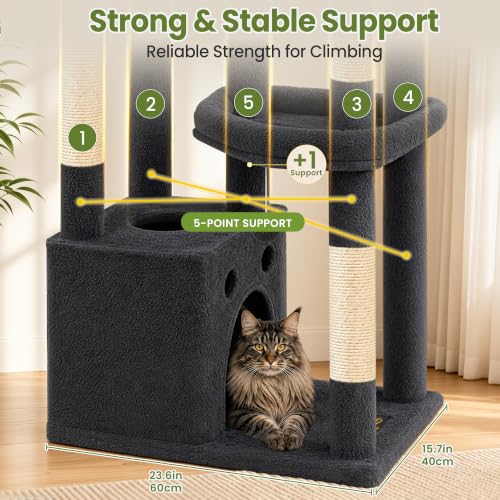 67in Tall Cat Tree Tower for Large Cats (Dark Grey1 / 67 Inches)