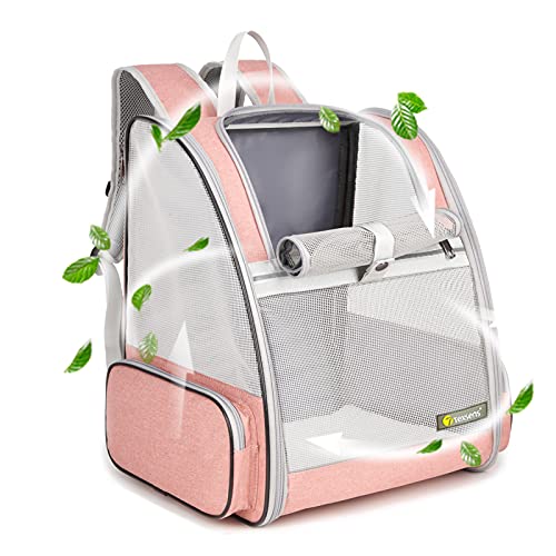 Innovative Traveler Bubble Backpack Pet Carriers for Cats and Dogs (Mesh Pink)