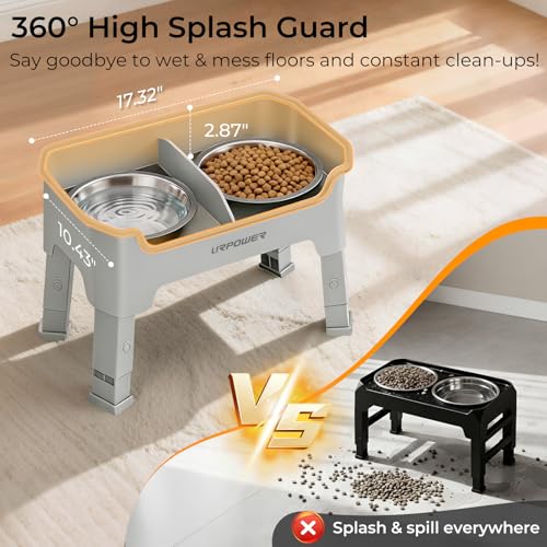 Mess Proof Elevated Dog Bowls (Light Grey / Medium)