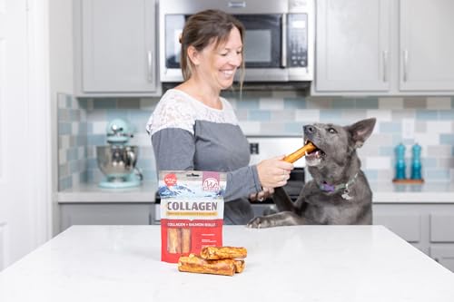 Salmon Flavor Collagen Cheek Roll Chews 5" 4pk Pig Ear Substitute (8 Ounce (Pack of 4))
