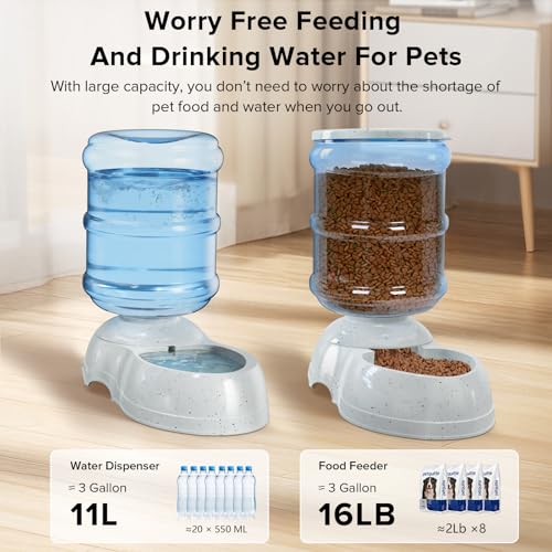 3 Gallon Dog Feeder and Water Dispenser (11L-3Gallon - Drinker + Feeder)