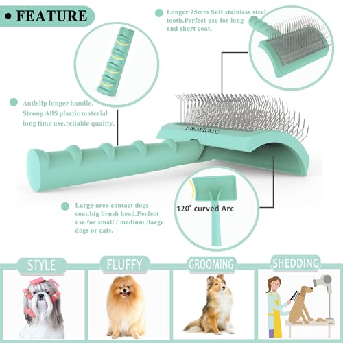 Dog Slicker Bursh for Goldendoodles Toy Poodles Fluff Shedding (green)